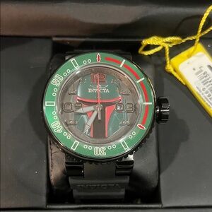 Invicta Star Wars Limited Edition Boba Fett Green with Red thick black strap